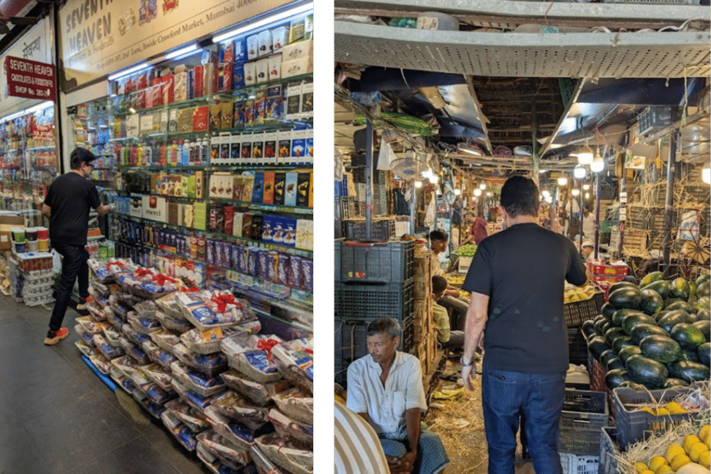 Two pictures from the traditional retail – Crawford market