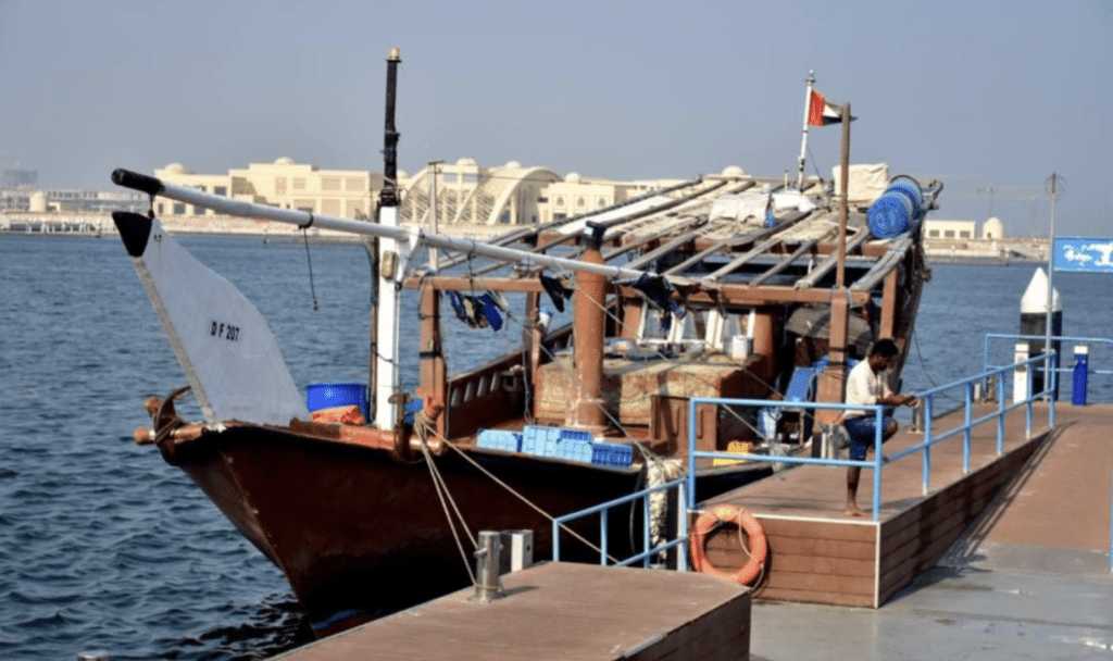 Dubai fishing boat moored at the Creek.