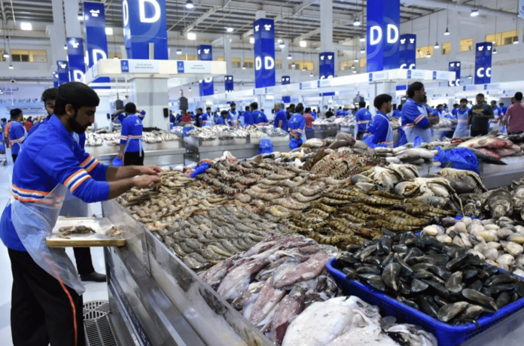 Fish at Deira Waterfront Fish Market in Dubai, UAE.