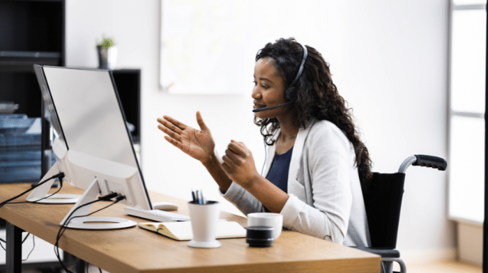 Woman having a virtual consultation with a client